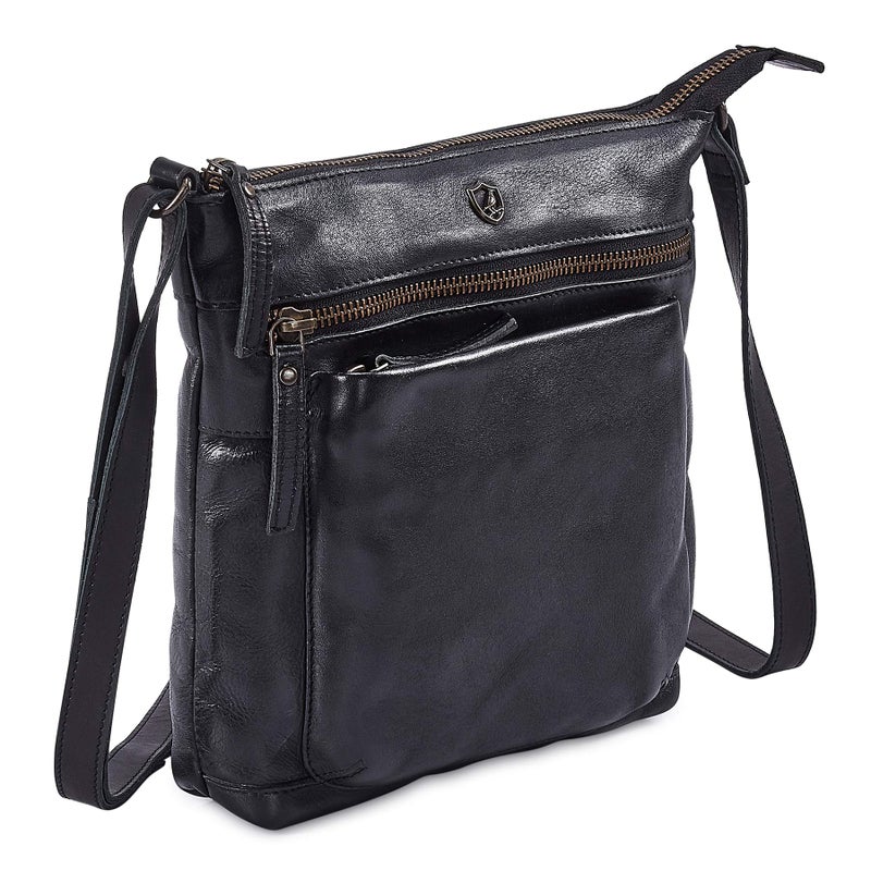 Cochoa Real Leather Purse for Women Crossbody Bag Travel Shoulder Handbag Small Vintage Pocketbook (Black Washed Vintage) - Image 2